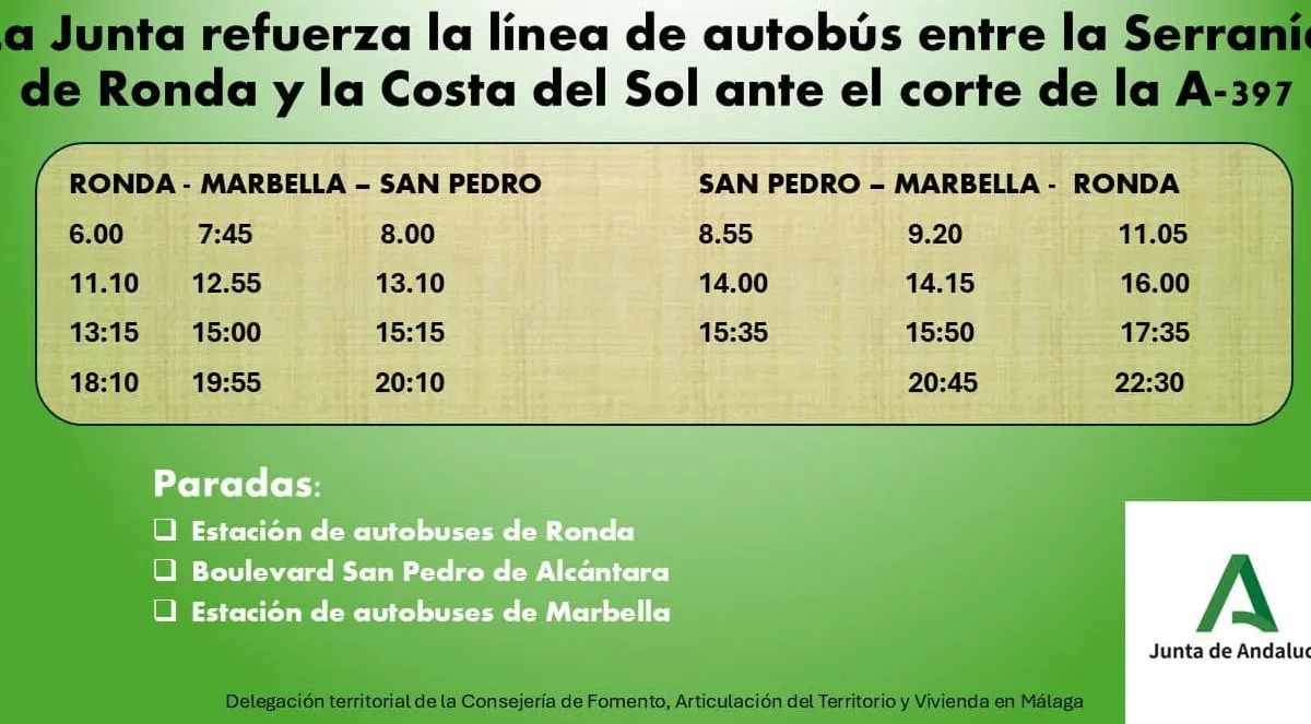 El «refuerzo» que no es: La Junta vende como mejora de la línea de autobuses lo que en realidad es un simple ajuste