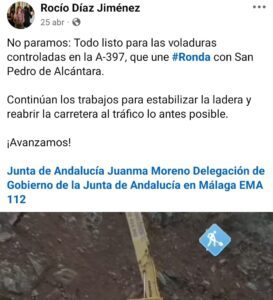 La Junta y la A-397: De “todo listo para las voladuras” en abril… a “este mes se harán las voladuras” en mayo 1 La Junta y la A-397: De “todo listo para las voladuras” en abril… a “este mes se harán las voladuras” en mayo