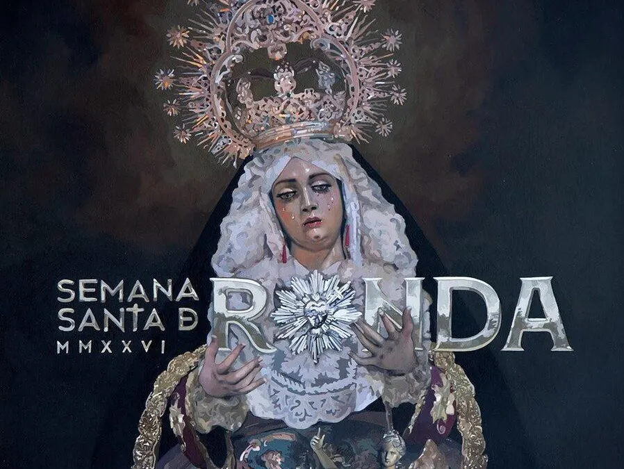 La Agrupación de Hermandades de Ronda presenta un cartel elegante y simbólico, obra de la artista jerezana Inmaculada Peña