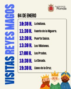 Agenda completa de Melchor, Gaspar y Baltasar en Ronda