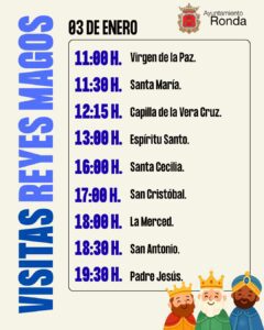 Agenda completa de Melchor, Gaspar y Baltasar en Ronda