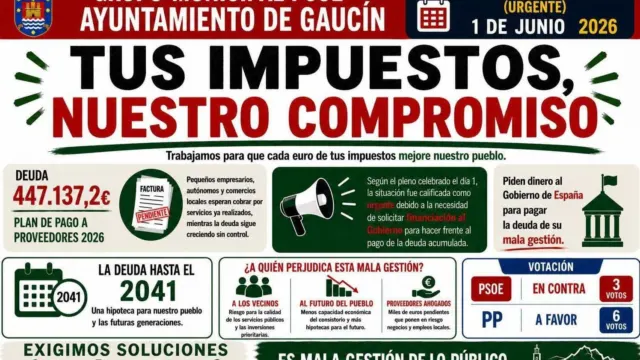 El PSOE de Gaucín denuncia que el Ayuntamiento acumula una deuda de casi medio millón de euros y cuestiona la gestión económica municipal